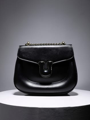 Horseshoe Buckle Sling Bag - Black-Sling Bag