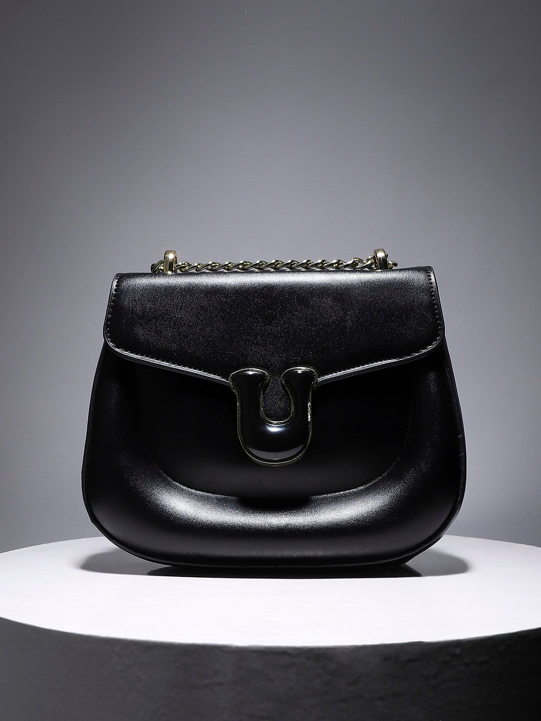 Horseshoe Buckle Sling Bag - Black-Sling Bag