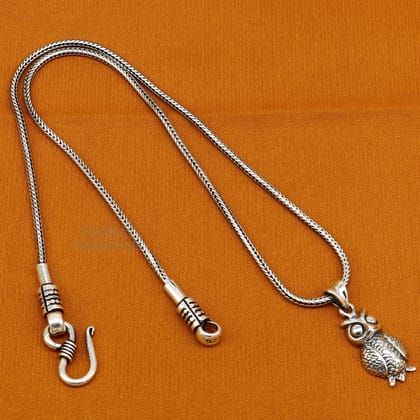 925 sterling silver handmade amazing small owl design pendant, amazing stylish unisex good luck pendant tribal jewelry ssp1589-Only Pendant