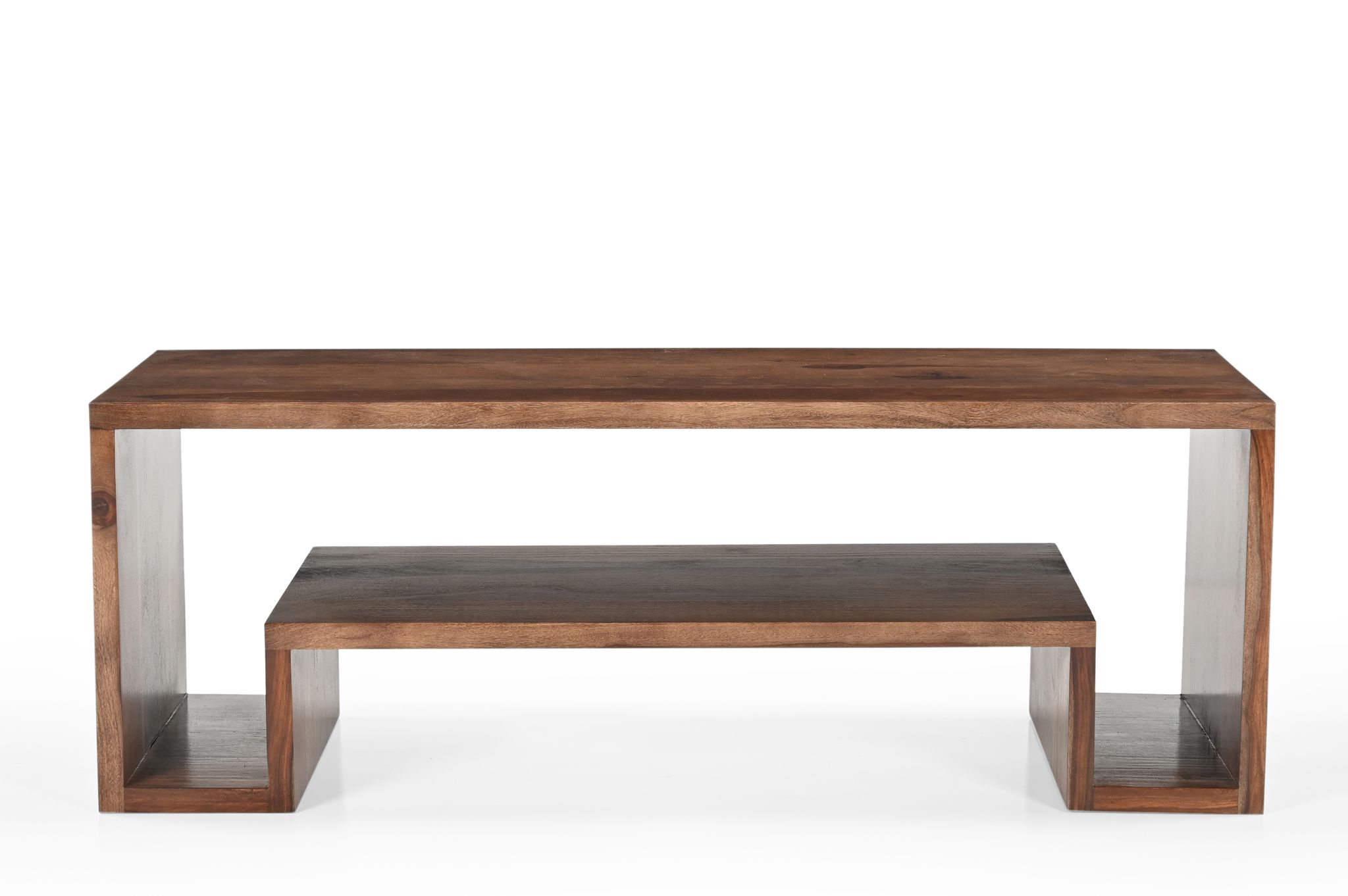 Wakeup India Sheesham Wood Coffee Table for Living Room | Oblita Solid Wood Center Table for Drawing Room ( Light Walnut Colour Finish, 1 Year Warranty )