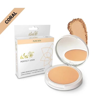 Iba Perfect Look Long Wear Mattifying Compact, Natural Coral,9g , Oil Free Fresh Look , Matte Finish, (Pack of 1)