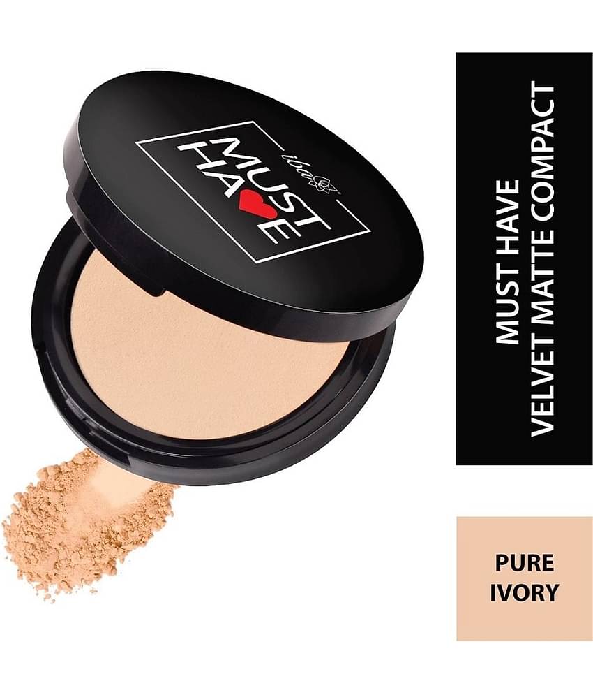 Iba Must Have Velvet Matte Pressed Compact Powder Pure Ivory, 9g , High Coverage, (Pack of 1)