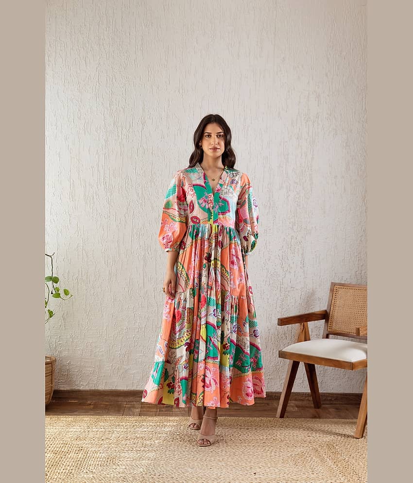 Sheetal associates Women Crepe Printed Fit & Flare Dress ( Multicolor )