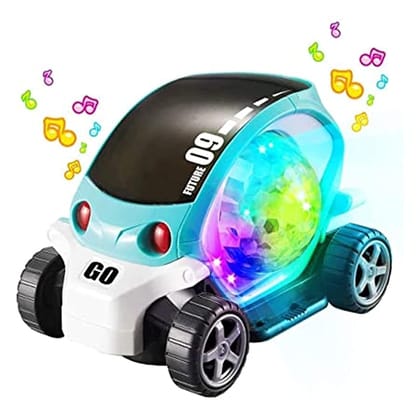 Future Car - 360 Degree Rotating Car Toy with 3D Lights Musical & Flashing Light Sound, Bump & Stunt Action Car Toy for Kids Multi Light Car Birthday Gift for Boys Return Gift for Kids