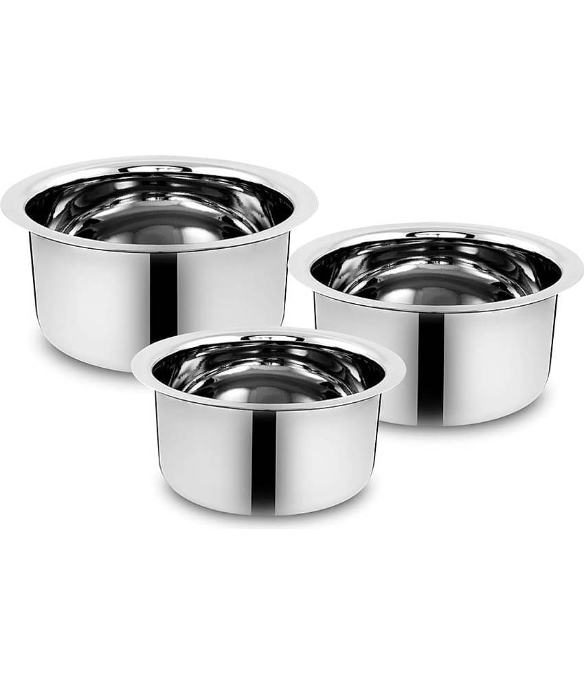 Dynore Tope Set Non Coated Stainless Steel Tope Heavy Bottom without Lid 21 cm Diameter 4 Ltr