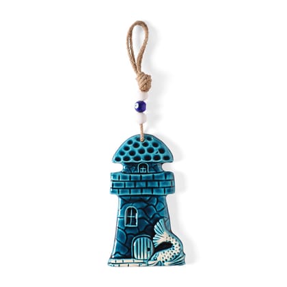 Ceramic Lighthouse Wall Hanging - 8x5-8 inches x 5 inches / 21cms x 13 cms / Blue / Azul / Ceramic