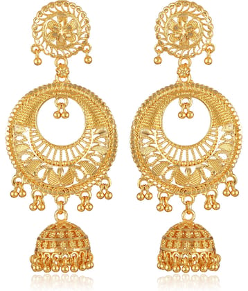VIVASTRI Golden Jhumki Earrings ( Pack of 1 )