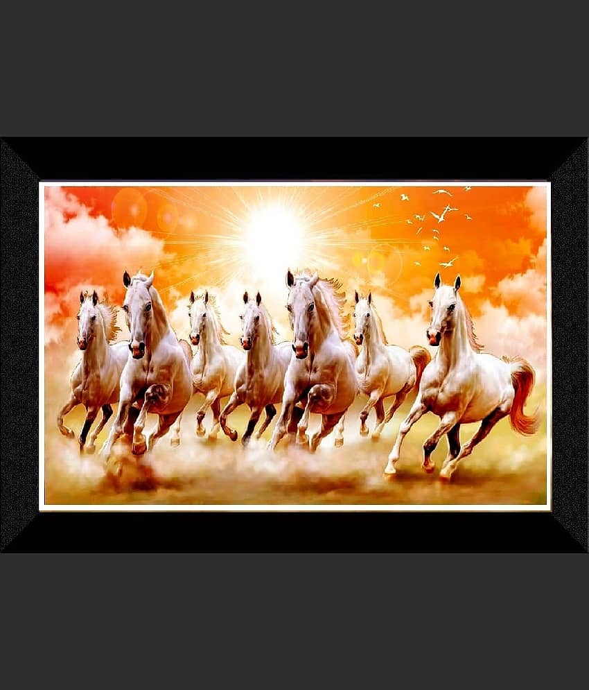 SNDArt 7 Running Horses Paintings With Frame For Home Decor Gift Items 11 x 14 inch