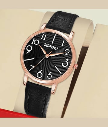 Septem Black Leather Analog Men's Watch
