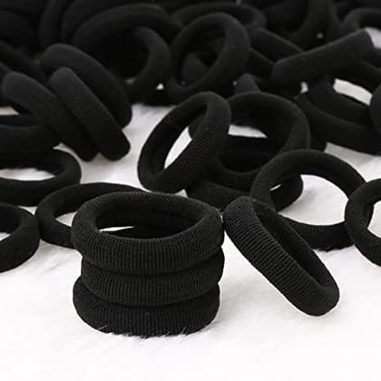 Aliza Small Rubber Bands Hair Ties Ponytail Holders for Girls Black for School Kids Baby Girls 100pcs Pack (Black)