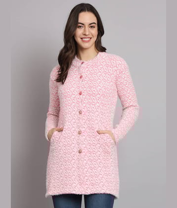 eWools.in Woollen Round Neck Women's Buttoned Cardigans - Pink ( )