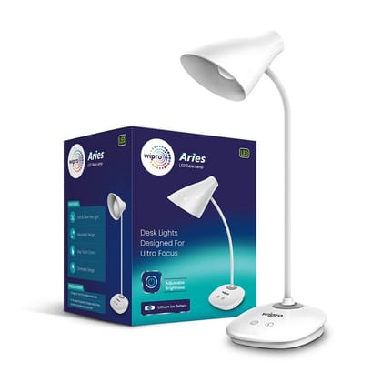 Wipro Aries 6W Rechargeable LED Table Lamp (White)