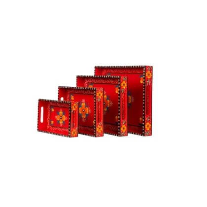 Wooden Multi Colored Hand painted Trays