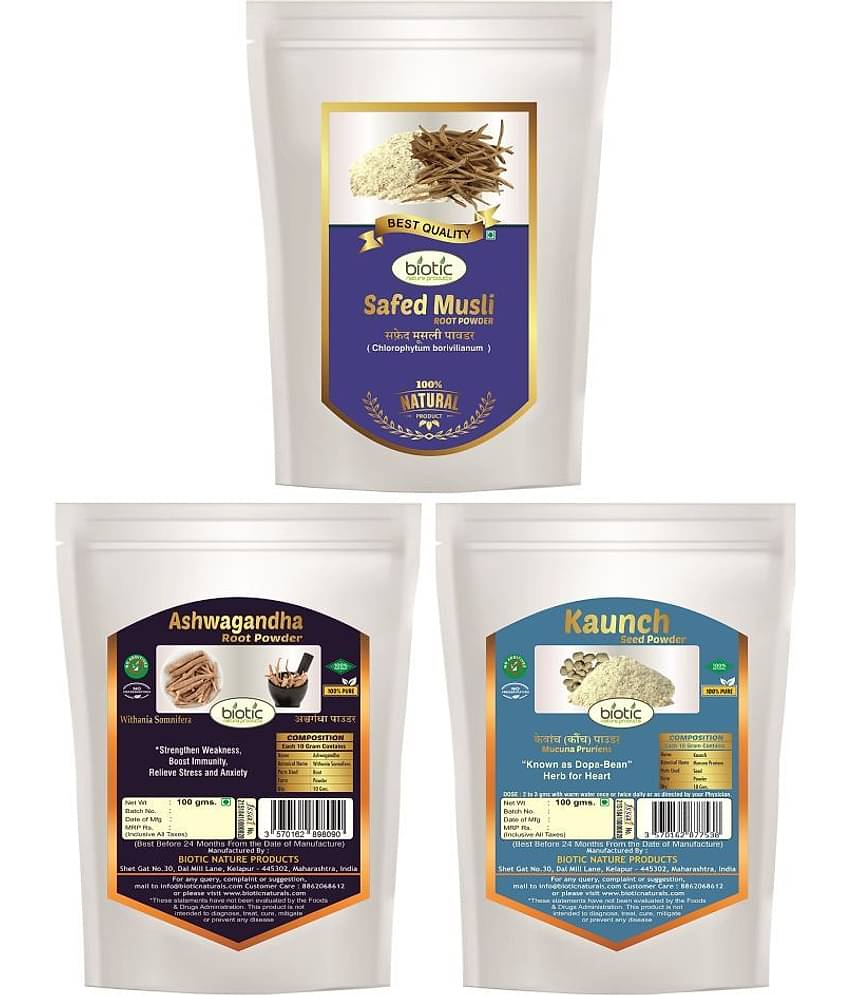 Biotic Safed Musli, Ashwagandha & Kaunch Seed Powder Powder 300 gm