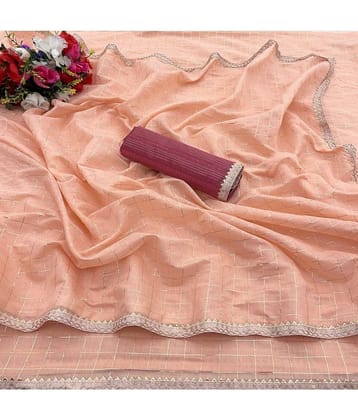 Gullak Chanderi Checks Saree With Unstitched Blouse Piece ( Peach )