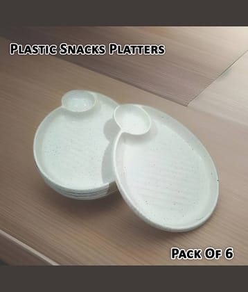 kitchrox 6 Pcs Plastic White Platter