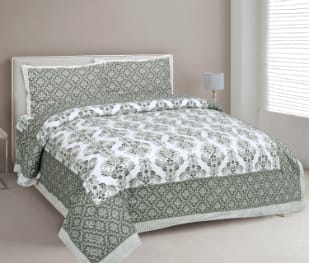 Exclusive Jaipuri Sanganeri Print Cotton Double Bedsheet for Elegant Homes