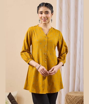 Janasya Women's Cotton Tunic ( Mustard )