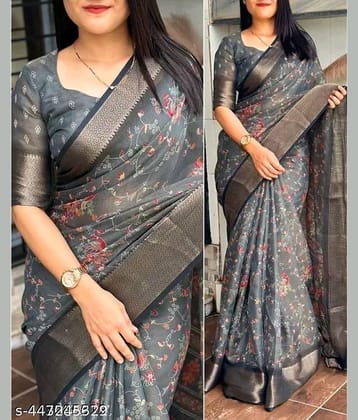 Bhuwal Fashion Art Silk Woven Saree With Unstitched Blouse Piece ( Green )