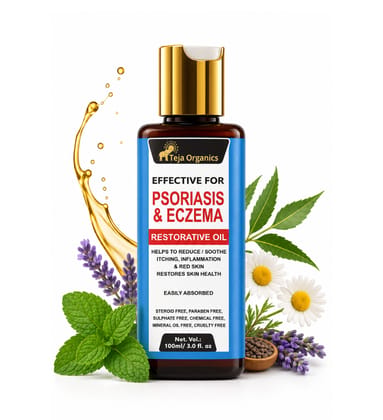 Psoriasis & Eczema Restorative Oil 100ml | Herbal Skin Care Oil | Moisturizes Dry, Itchy & Flaky Skin | Helps To Reduce / Soothe Itching, Inflammation & Red Skin Restores Skin Health