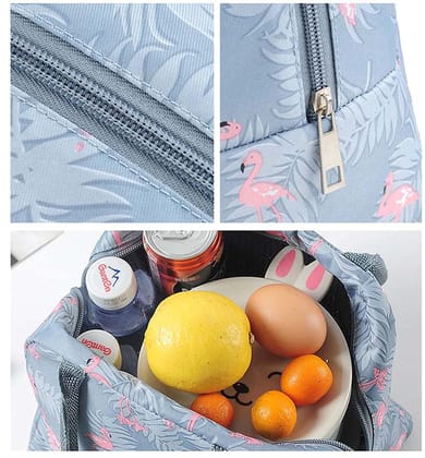 Grey Flamingo Insulated Lunch Bag | Portable and Reusable (Full Print)