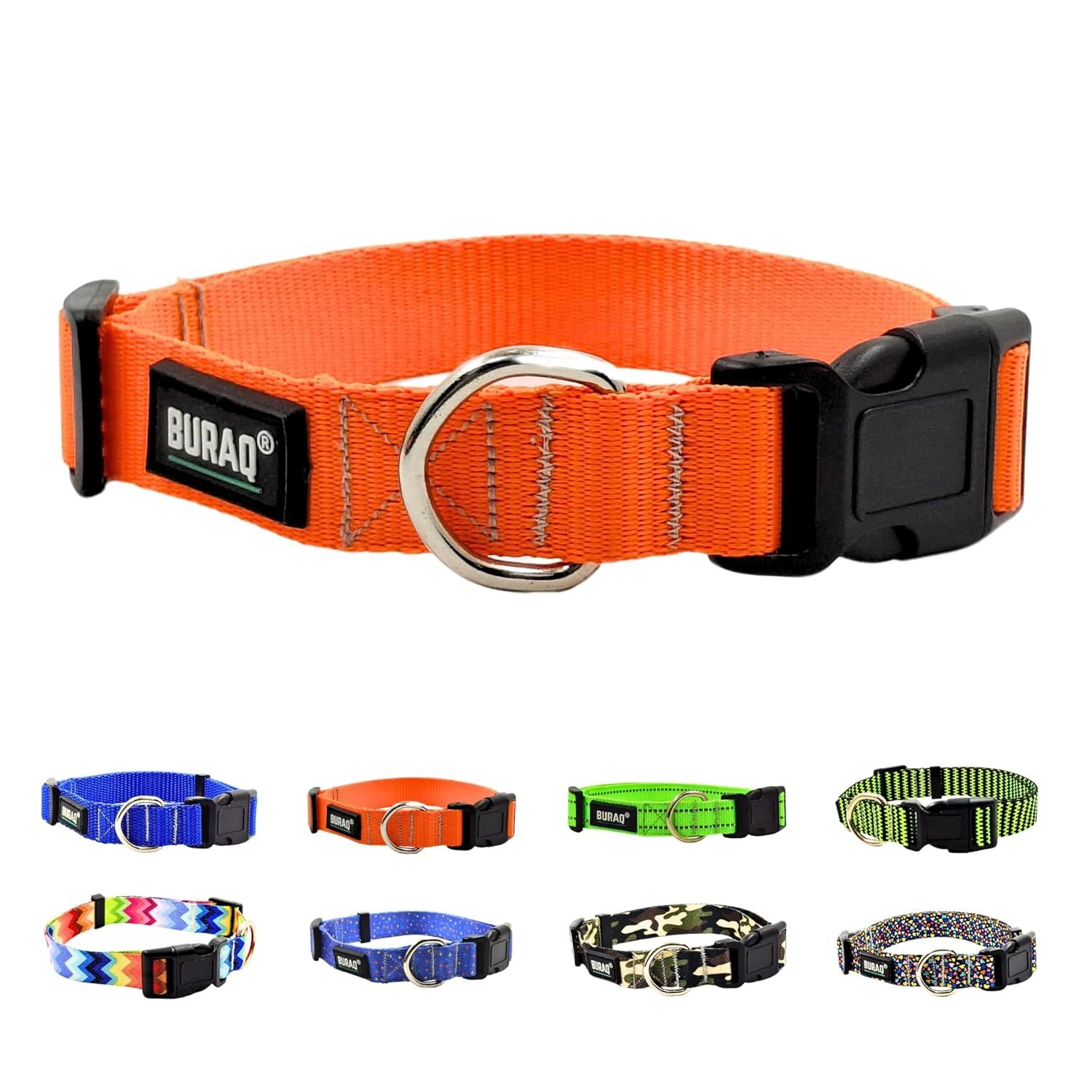 Buraq Military Pattern Dog Collar - Mighty Strong & Premium Nylon Dog Belt – Quick Release Buckle – Fits Small, Medium & Large Dogs, Puppies (L - Military)-S