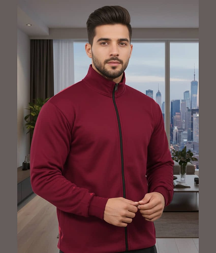 CAT BUNNY Woollen High Neck Men's Sweatshirt - Maroon ( Pack of 1 )