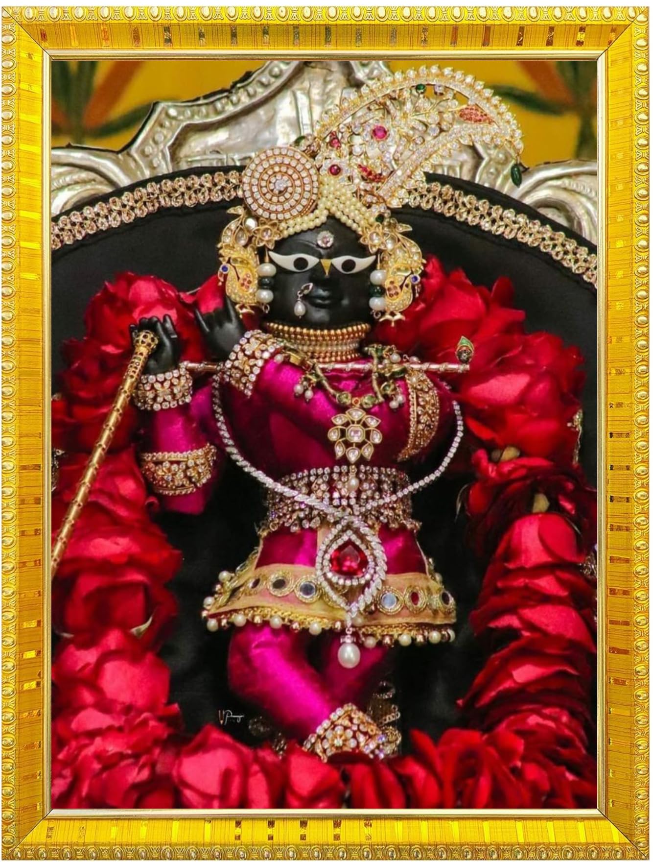 NOKKES Radha Raman Vrindavan Radha Raman Thakur Ji Photo Frames Religious Photo frame 5X7 Inch Photo Frame_QWW45