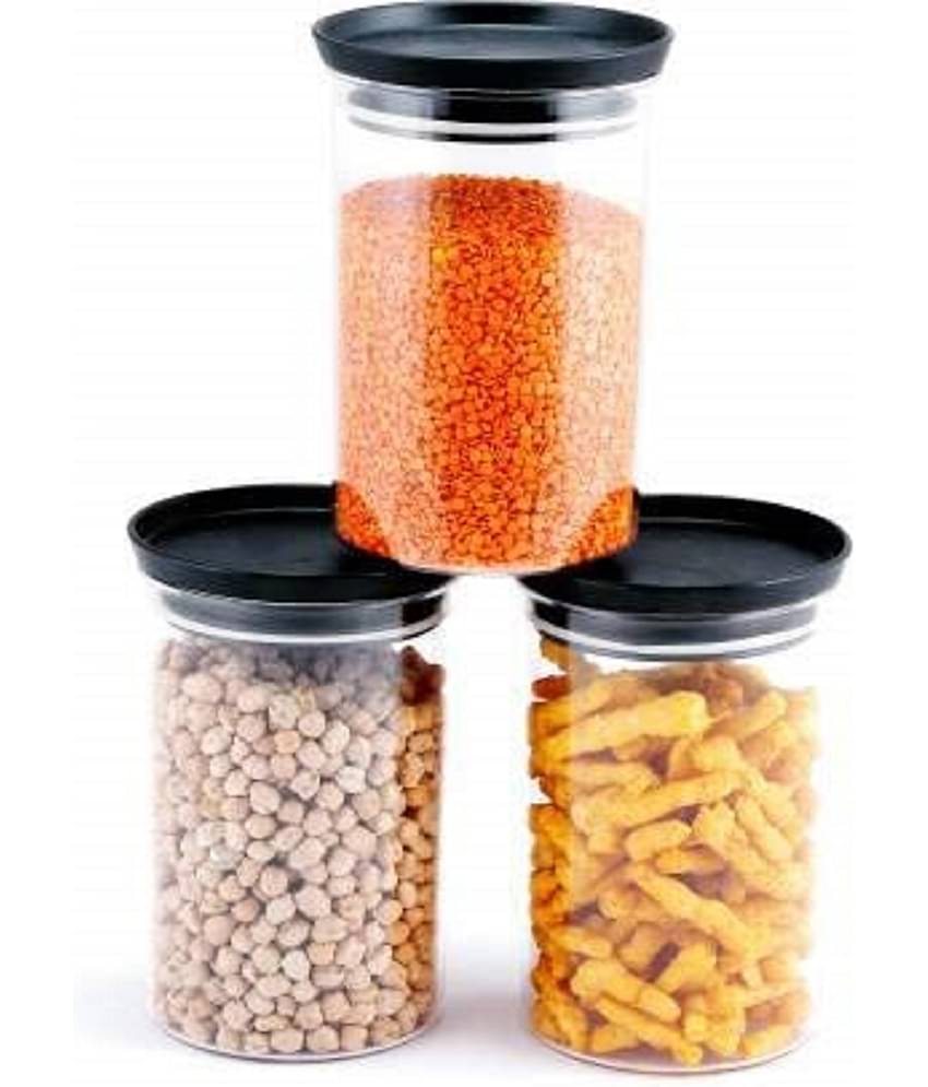 Analog Kitchenware - Plastic Black Food Container ( Set of 3 - 900 )