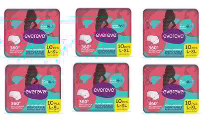 Evereve Ultra Absorbent Disposable Period Panties,L-Xl,6X10'S Pack,0% Leaks,Sanitary Protection For Women&Girls,Maternity Delivery Pads,360 Protection,Postpartum&Overnight Use,Heavy Flow Pack Of 60