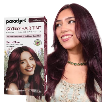 Paradyes Berry Plum No Bleach Hair Tint | Glossy Hair Color | Visible on Virgin Black Hair | Natural-Looking, Glossy Finish | PPD-Free Paradyes Berry Plum No Bleach Hair Tint | Glossy Hair Color | Visible on Virgin Black Hair | Natural-Looking, Glossy Fi