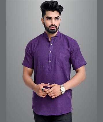 QuaClo - Purple Cotton Men's Regular Kurta ( Pack of 1 )