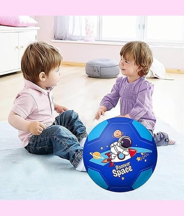 DENFE  Football for Kids – 9 Inch Colorful Space Football Sports Toy – Extra Grip Silicone Rubber Beach Ball Sports Outdoor Game, Inflatable Ball for Kids Boys 3+ Years (Pack of 1) (Blue)