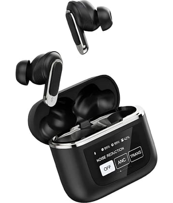 VEhop V8 TouchScreen TWS Type C True Wireless (TWS) In Ear 32 Hours Playback Active Noise cancellation IPX4(Splash & Sweat Proof) Black