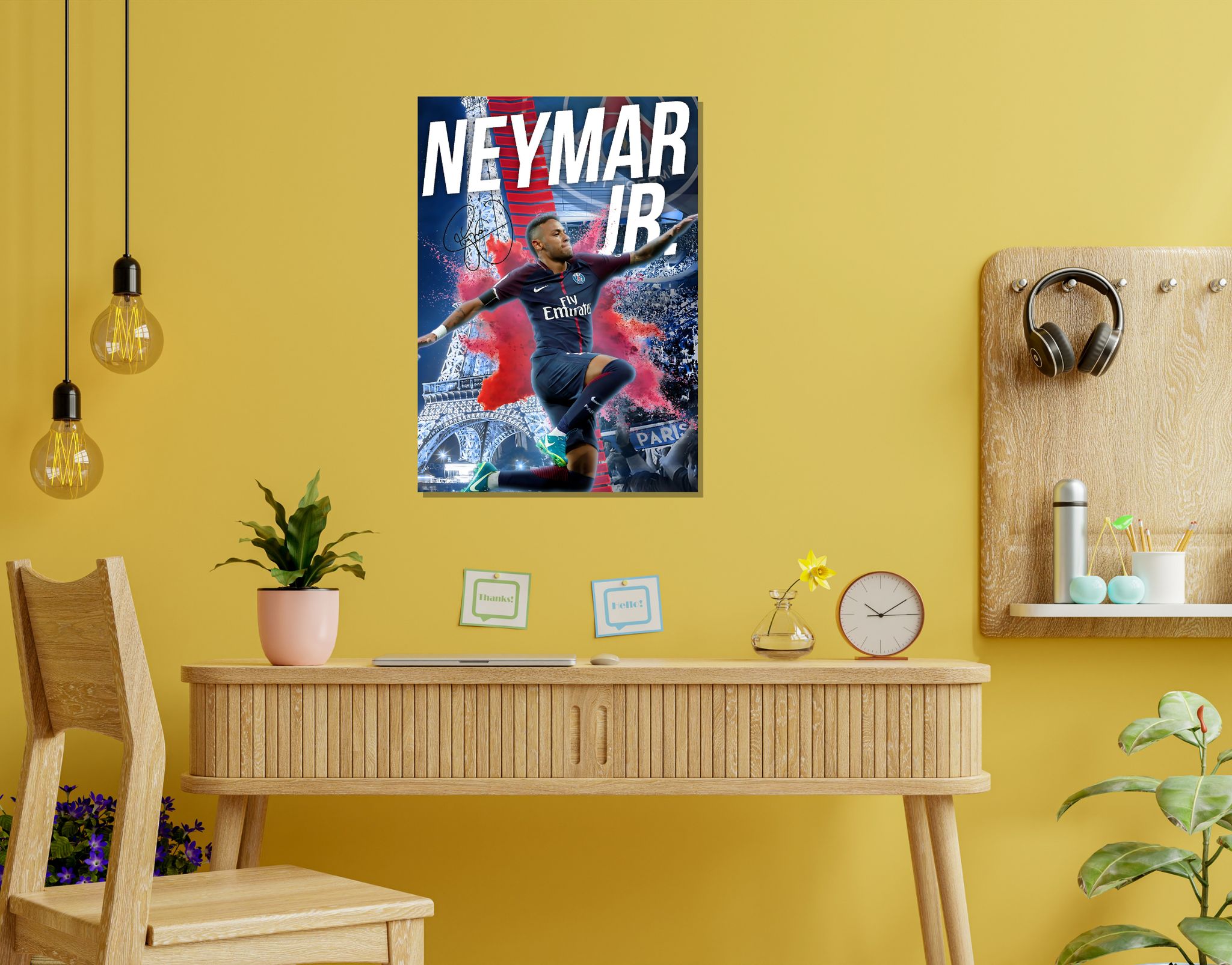 "Neymar JR: PSG"- Shiny & Sturdy Metallic Poster  Art That Pops & Sticks-A3