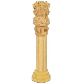 Sambhaav Elegant Wooden Ashoka Pillar for Home Decor  A Symbol of Strength, Tradition, and Artistic Mastery (8 Inch)