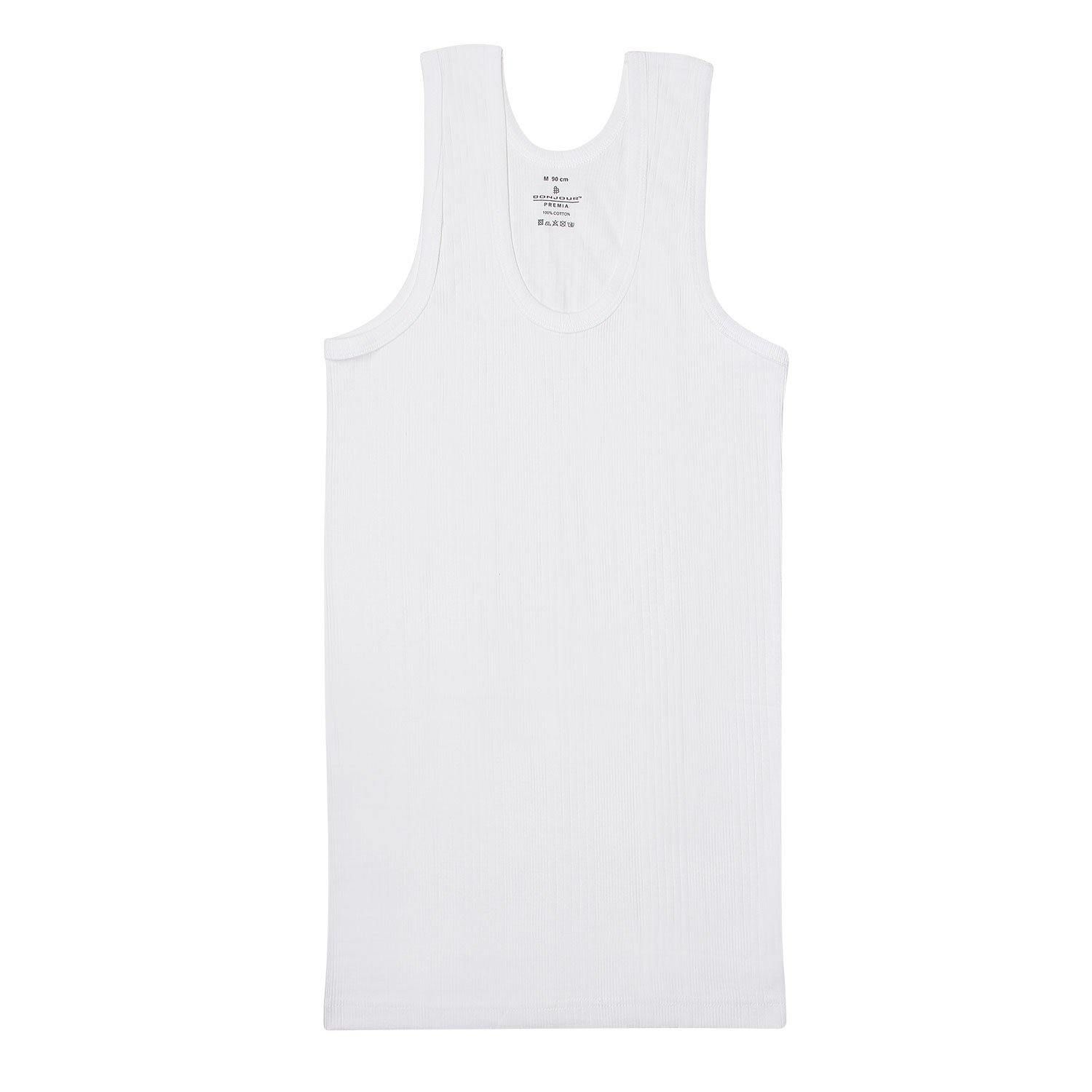 Men's Cotton Ribbed Sleeveless White Vest - Stretch-fit White XL
