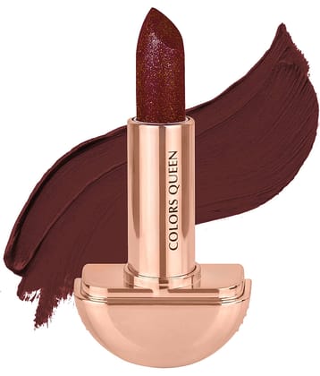 Colors Queen Rockstar Lipstick Shimmery Matte Finish 12 Hour Stay 3g, Wine (Shade - 04)