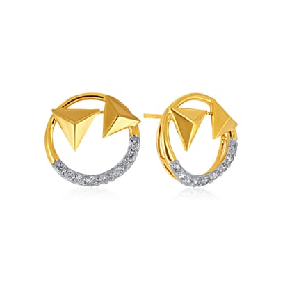 Senco Gold Twin Trigon Diamond Studs (2.4 gram / 0.18 Ct / HI-SI / 18K Yellow Gold)
