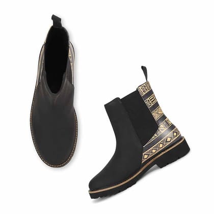Women Printed Boots-Classic Black / 4
