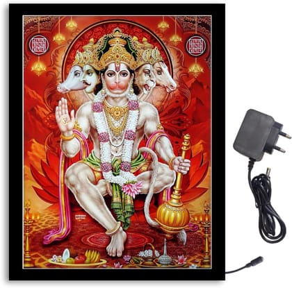 NOKKES Panchmukhi Hanuman Ji Light Photo Frame 8X10 inch Led Light photo Frame With Light Adaptor Led Light Photo Frame Black Color Photo Frame_AQW232 NOKKES Panchmukhi Hanuman Ji Light Photo Frame 8X10 inch Led Light photo Frame With Light Adaptor Led Light Photo Frame Black Color Photo Frame_AQW232