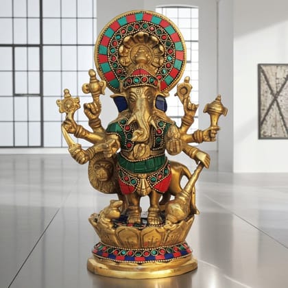 Brass Showpiece Drishti Ganesh Stone Statue (BSMAS878 B)