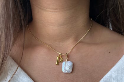 Pearl Necklace with Initial-A