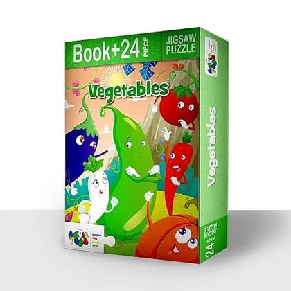 Advit Toys Vegetables Jigsaw Puzzle - 24 Piece + 16 Pages Educational Book