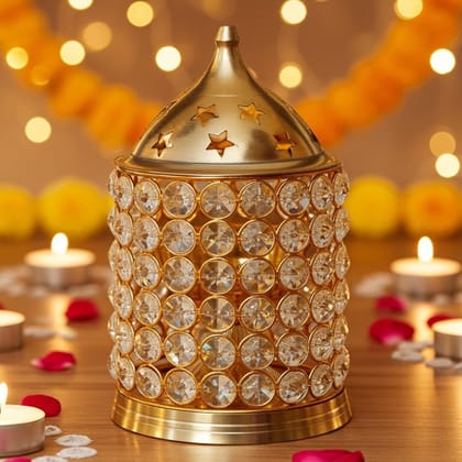 Brass Table Decor Oil Lamp Deep Jyoti No. 4  - Large Brass Deepak for Aarti Lighting, Height : 9 Inch (FMAS320 D)
