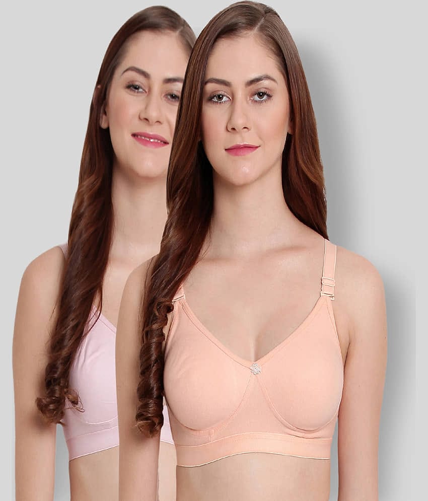 Elina Pack of 2 Cotton Non Padded Women's T-Shirt Bra ( Multi Color )