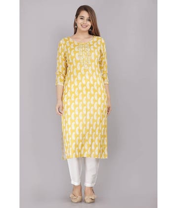 JC4U - Yellow Cotton Women's Straight Kurti ( Pack of 1 )