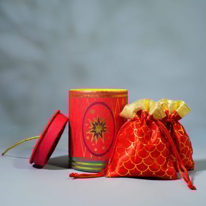 The Mohraj Festive Cylinder Pataka Bomb Gift Box for Sweets and Dry Fruits