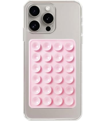 VRONZO Suction Phone Case Anti-Slip Silicone Back Cover, Multipurpose Hands-Free Sticky Pads for Phone Adhesive Mount for Selfies Videos Mirror (Pack of 1) (Light Pink) Light Pink