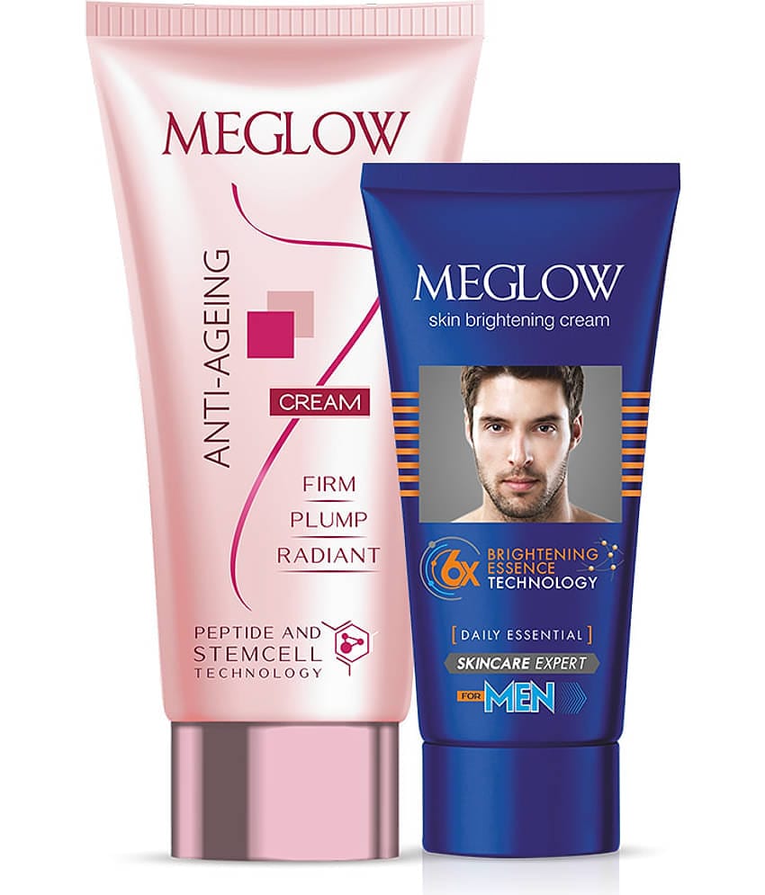 Meglow Face Cream Combo for Men | Day Cream + Night Cream Combo | Skin Brightening & Anti-Aging Face Creams | Reduces Spots, Wrinkles & Dullness
